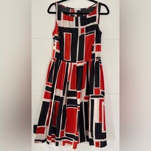 Promod Midi Sundress, Medium Geometric Red, Black and White Lightweight Dress